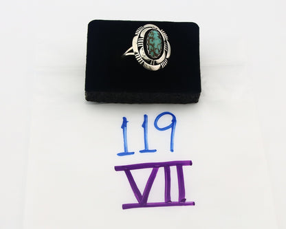 Vintage Navajo Ring 925 Sterling Silver Authentic Turquoise Signed LM Nez Sz 8.0