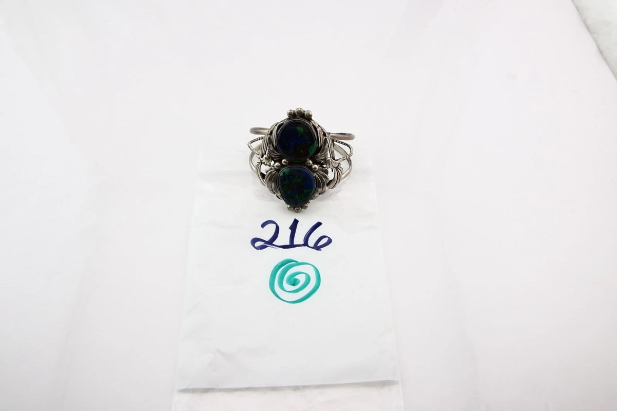 Navajo Cuff Bracelet Sterling Silver Lapis Malachite Vintage Signed Billie Eagle