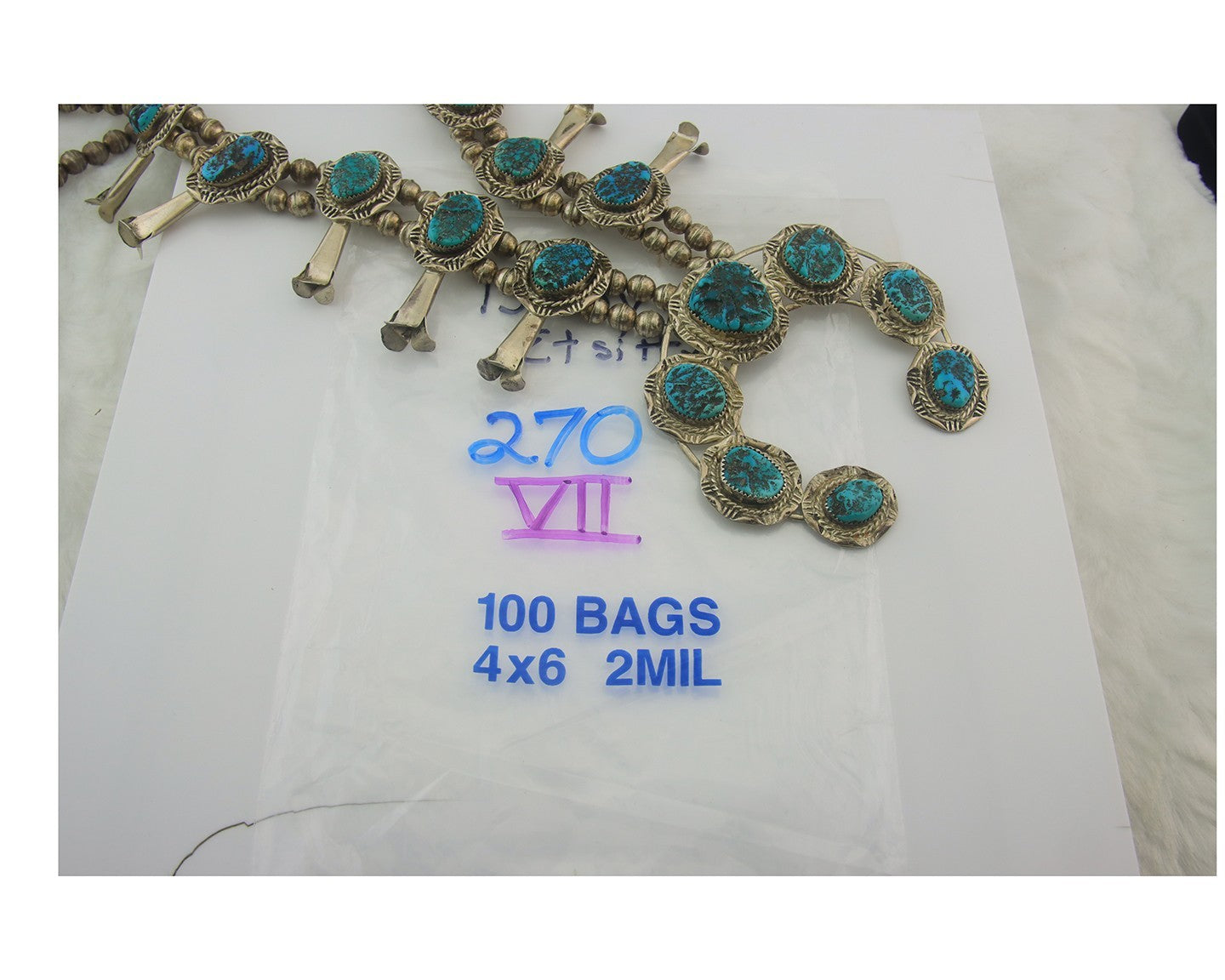 Navajo Sterling Silver Squash Necklace Authentic Nugget Turquoise Vintage Signed