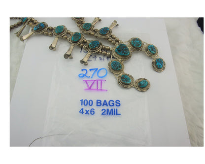 Navajo Sterling Silver Squash Necklace Authentic Nugget Turquoise Vintage Signed