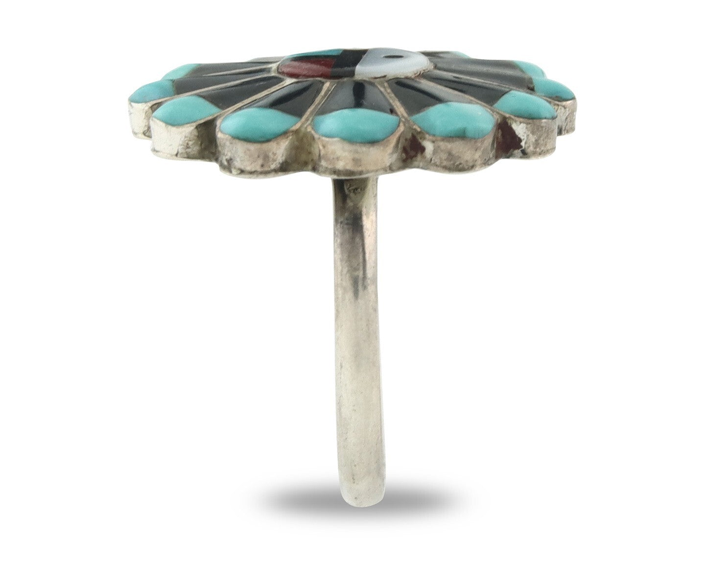 Vintage Zuni Ring 925 Sterling Silver Natural Gemstone Size 7.0