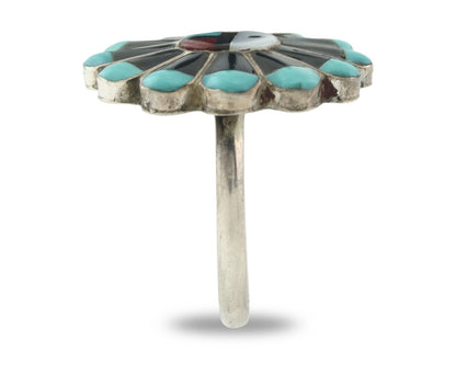 Vintage Zuni Ring 925 Sterling Silver Natural Gemstone Size 7.0