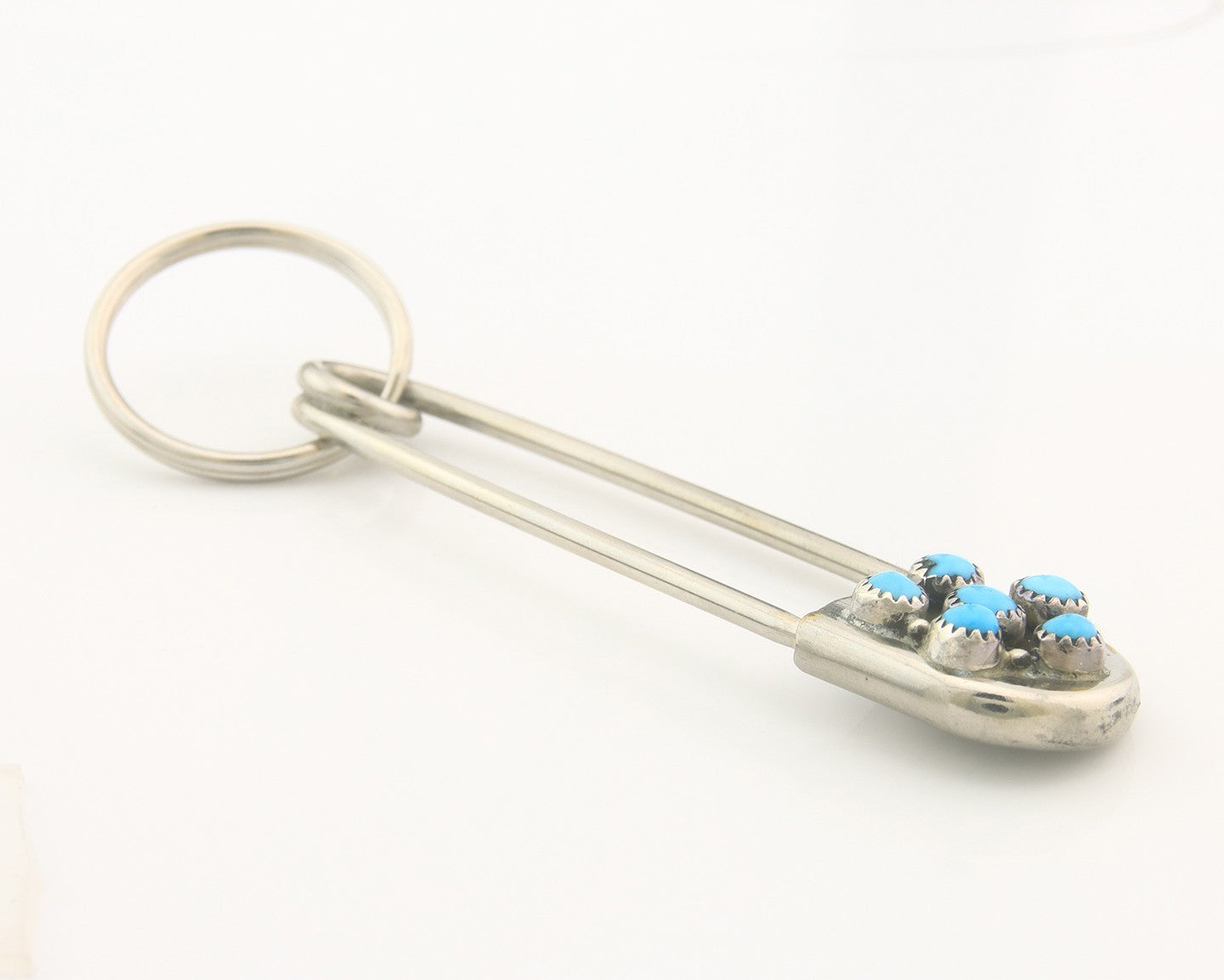 Navajo Key Chain .925 Silver Natural Turquoise Handmade Native American Artist