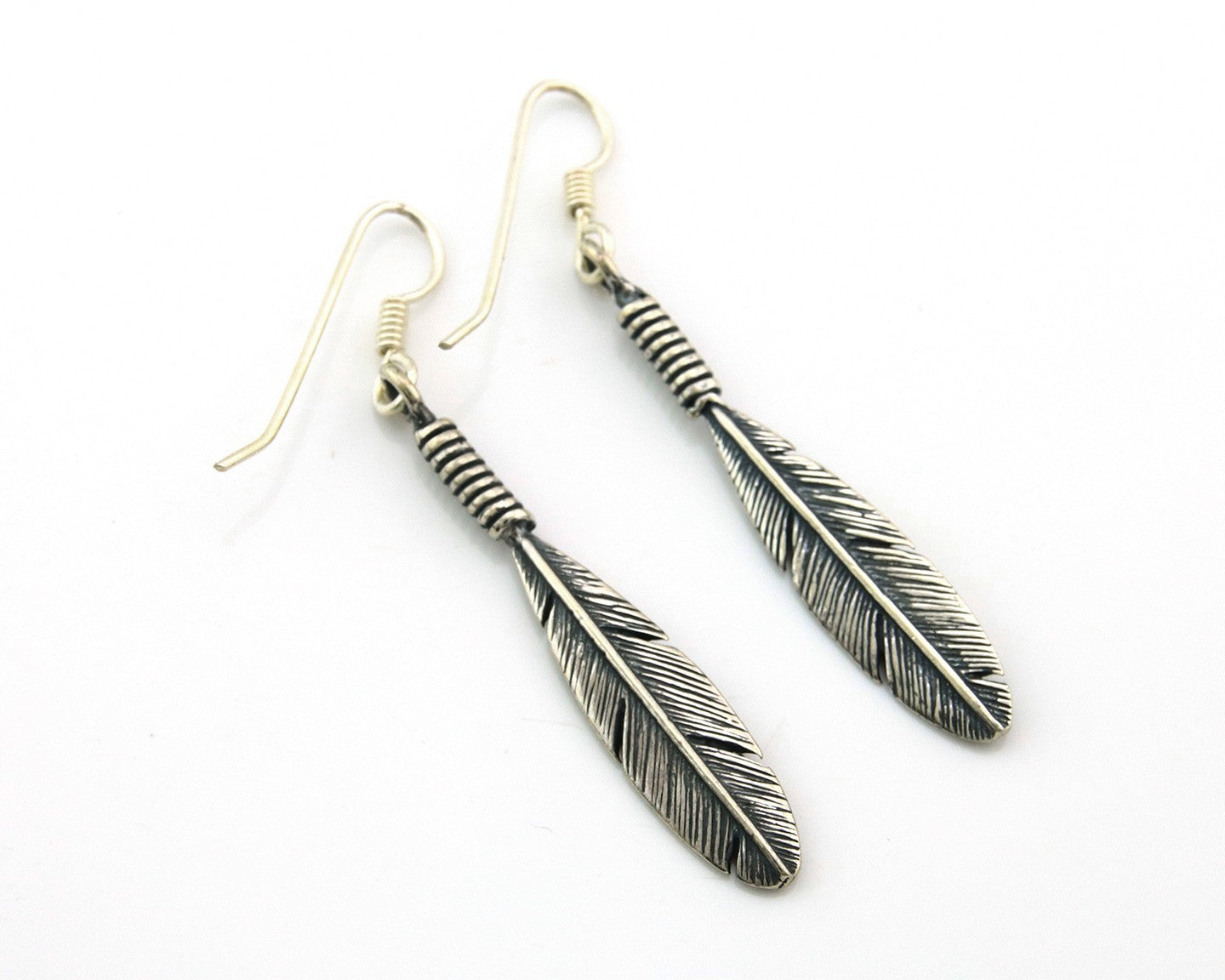 Navajo Eagle Feather Earrings Sterling Silver Dangle Vintage