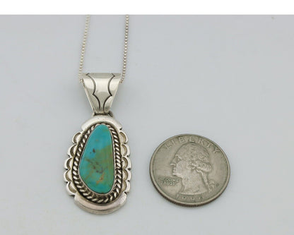 Navajo Necklace 925 Silver Kingman Turquoise Artist Signed JP C.80s