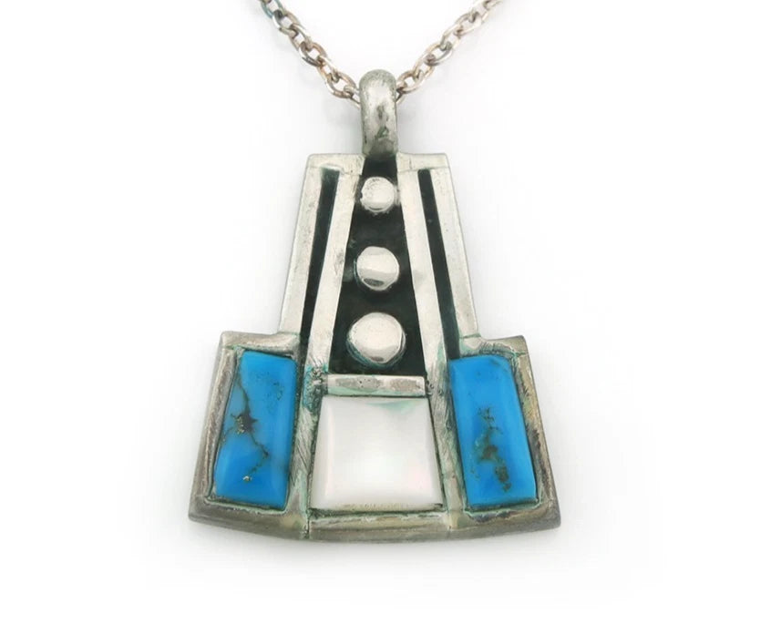 Navajo Necklace Sterling Silver Natural Blue Turquoise Vintage