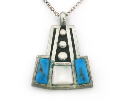 Navajo Necklace Sterling Silver Natural Blue Turquoise Vintage