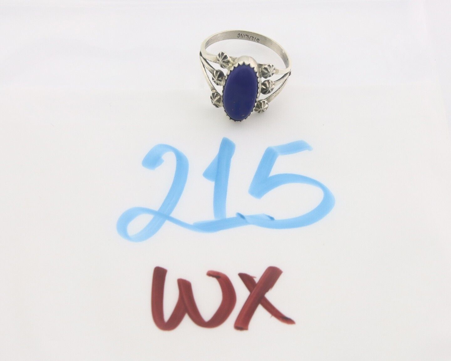 Navajo Ring 925 Sterling Natural Lapis Handmade Native Artist C.80's