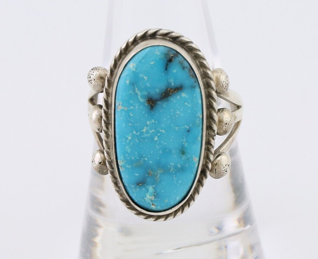 Navajo Ring 925 Silver Natural Blue Turquoise Native American Artist C.80's