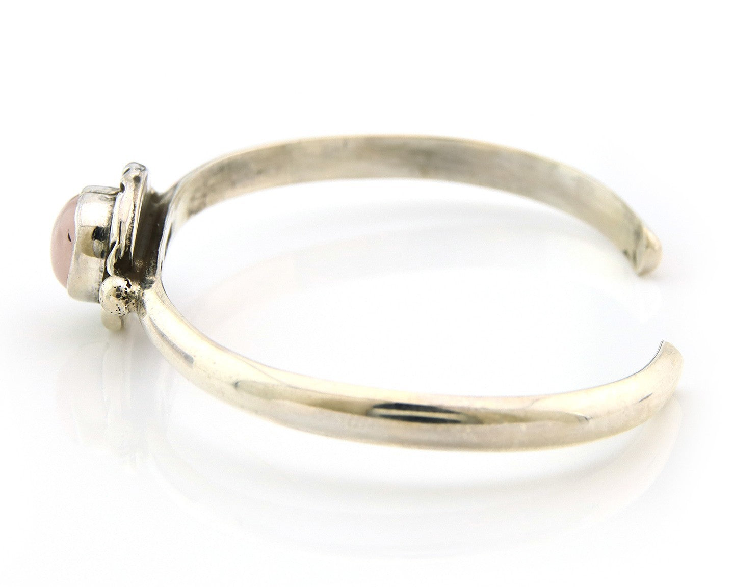 Navajo Cuff Bracelet Sterling Silver Natural Mined Pink Quartz Native Artist
