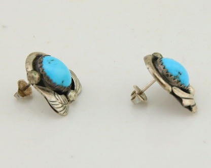 Navajo Earrings 925 Silver Natural Turquoise Native American Artist C.80's