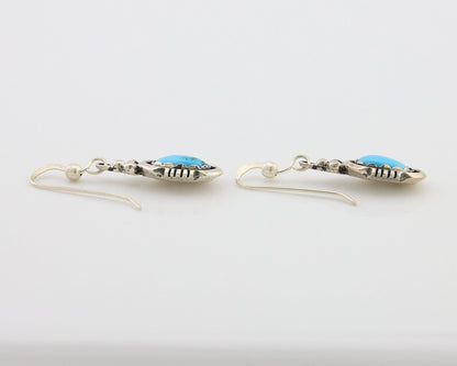 Navajo Dangle Earrings 925 Silver Sleeping Beauty Native Artist C80s