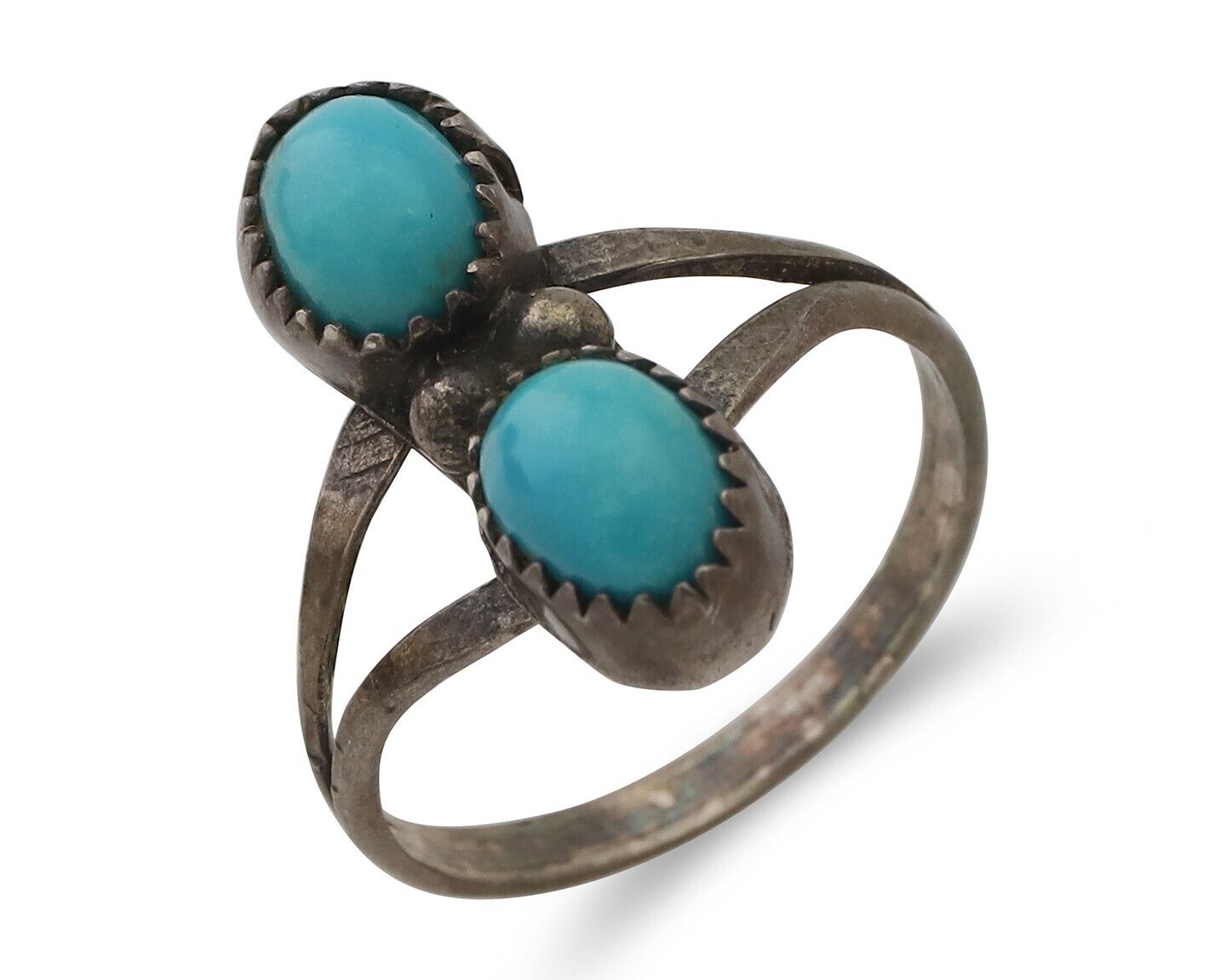 Navajo Ring 925 Silver Natural Turquoise Native American Artist C.80's