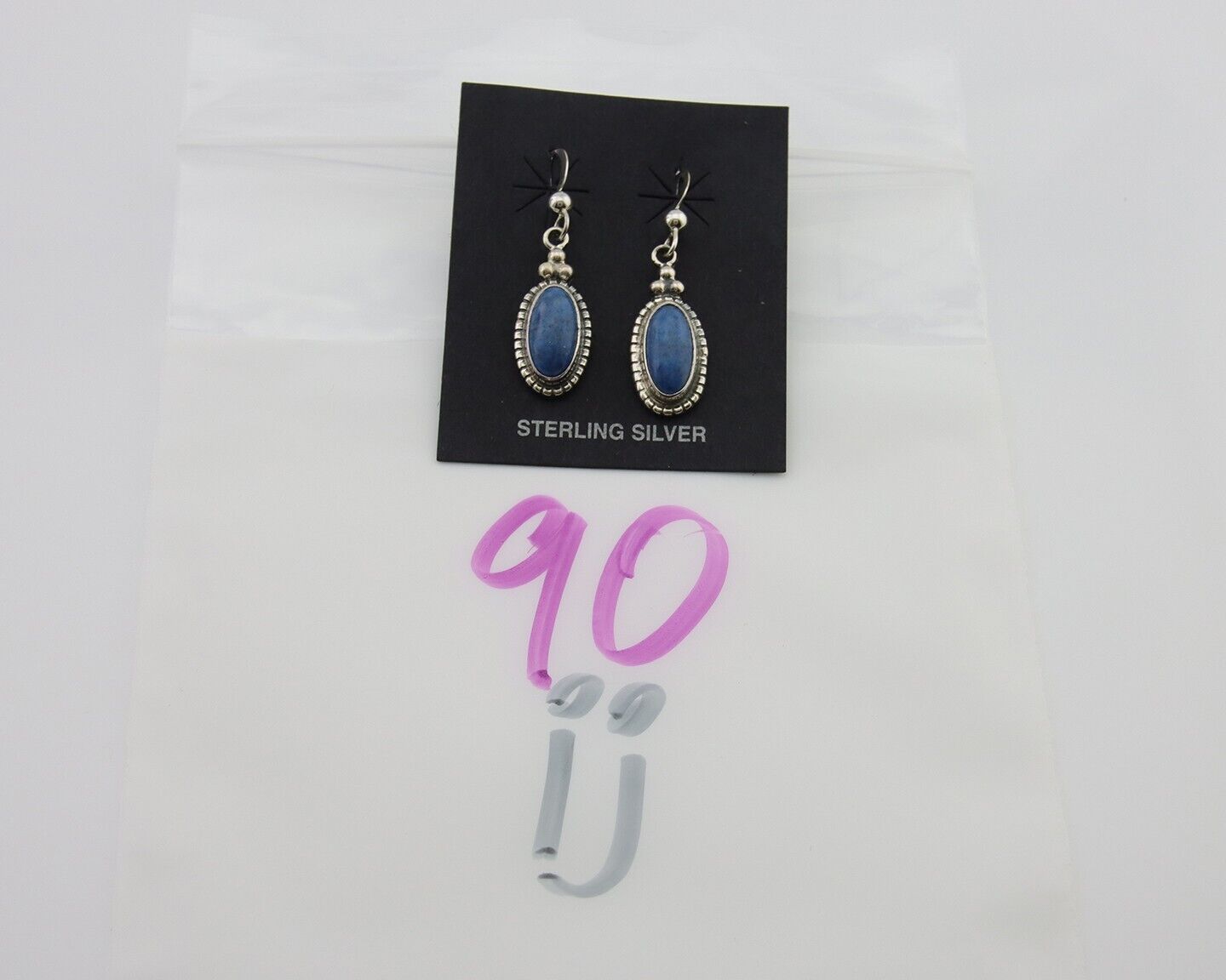 Navajo Dangle Earrings 925 Silver Natural Denim Lapis Signed Melissa Yazzie C80s