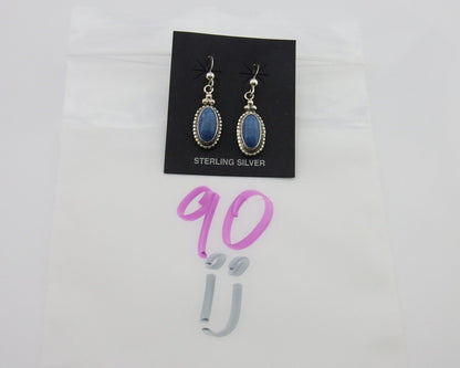 Navajo Dangle Earrings 925 Silver Natural Denim Lapis Signed Melissa Yazzie C80s