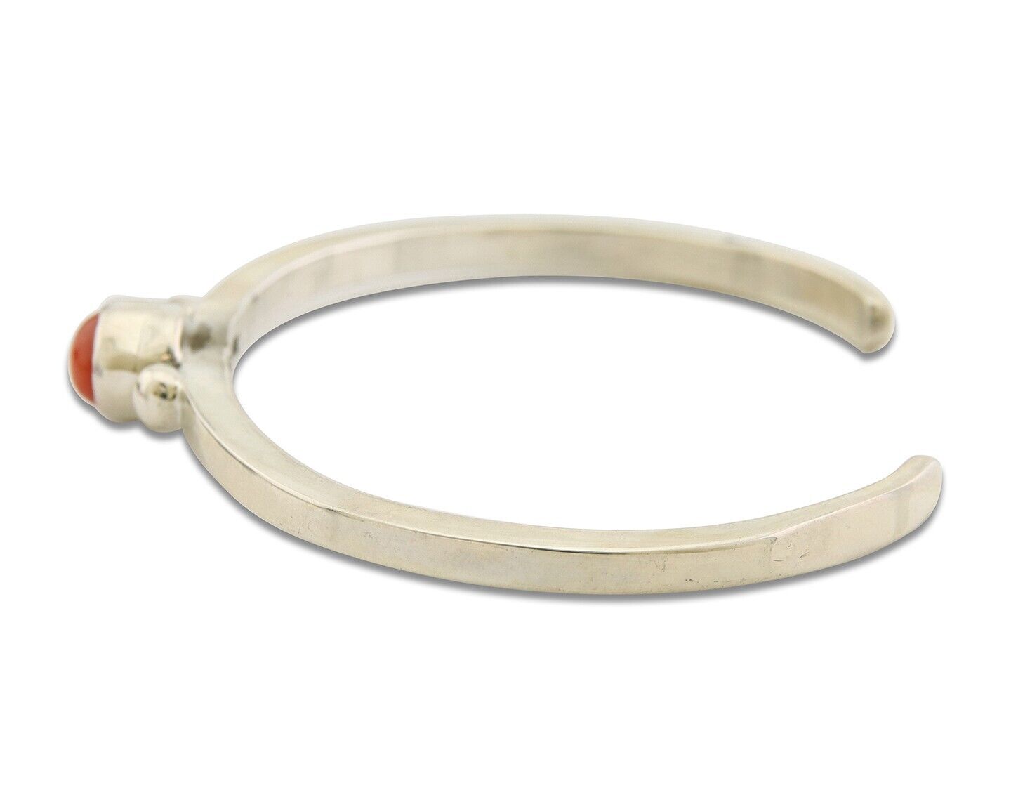 Navajo Bracelet .925 Silver Mediterranean Red Coral Cuff Native Artist C.80's