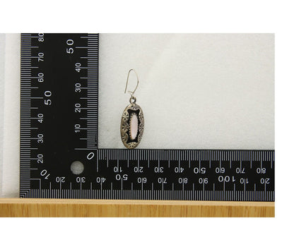 Navajo Earrings 925 Silver Handmade Natural Pink Mussel Native American Artist