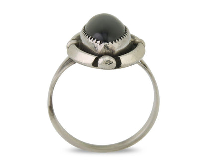 Navajo Handmade Ring 925 Silver Black Onyx Artist Signed SC C.80's