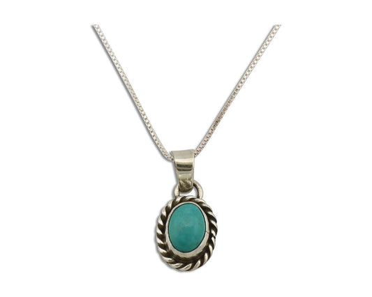 Navajo Necklace 925 Silver Natural Kingman Turquoise Native Artist C.2008