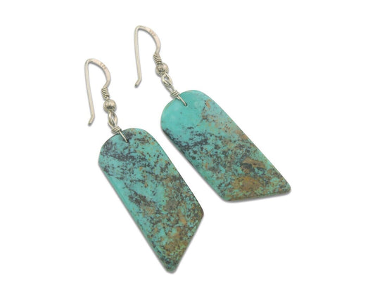 Santo Domingo Earrings 925 Silver Natural Turquoise Native American Artist C80s