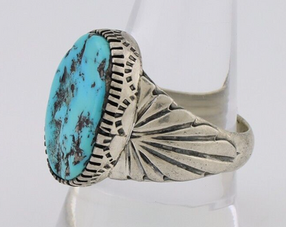 Navajo Ring 925 Silver Blue Sleeping Beauty Turquoise Artist Signed DK C.80's