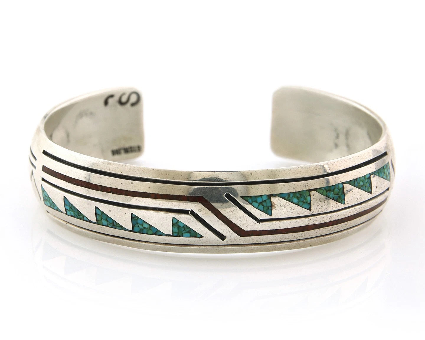 Navajo Cuff Bracelet Sterling Silver Authentic Turquoise Signed Stanley Bain