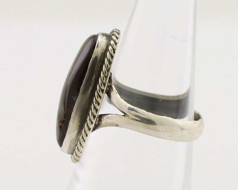 Navajo Handmade Ring 925 Silver Natural Fire Opal Native Artist Size 5.25 C.80's