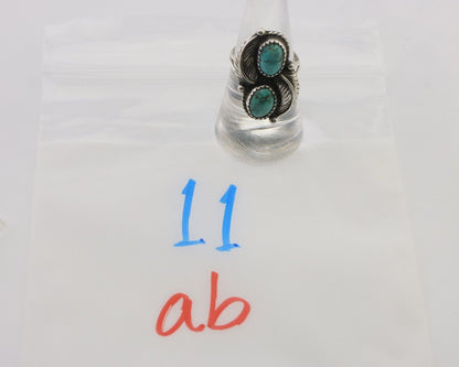 Navajo Ring 925 Silver Natural Blue Turquoise Native Artist Signed M C.80's