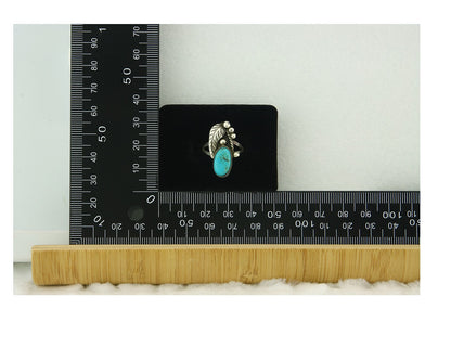 Vintage Navajo Ring 925 Sterling Silver Turquoise Handmade Signed LS Size 5.5