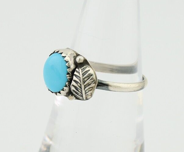 Navajo Ring 925 Silver Sleeping Beauty Turquoise Native American Artist C.80's