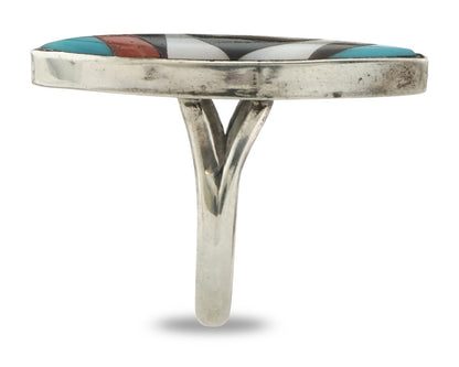 Vintage Zuni Ring 925 Sterling Silver Natural Gemstone Size 5.75