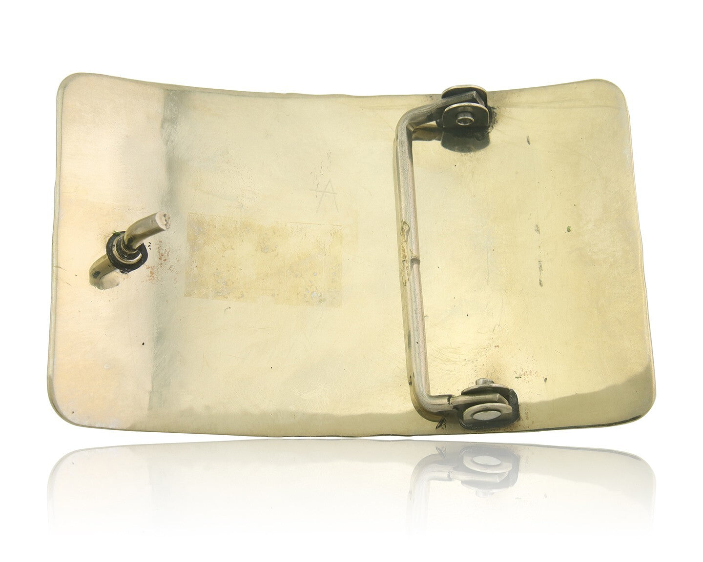 Navajo Concho Belt Buckle .999 Nickel Onyx Native American Artist 2x3 in C.80's