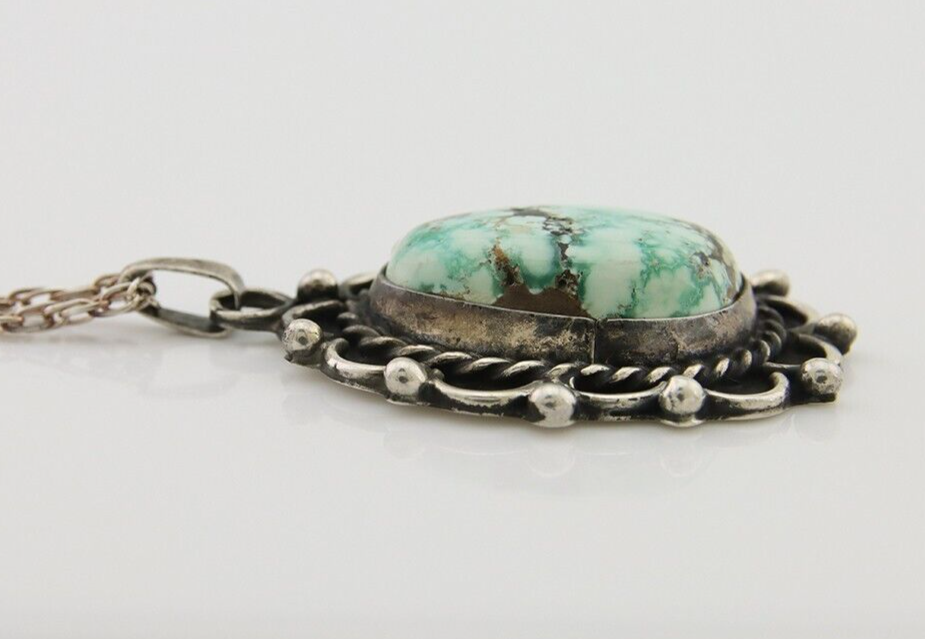 Navajo Necklace 925 Silver Natural Turquoise Native American Artist C.80's