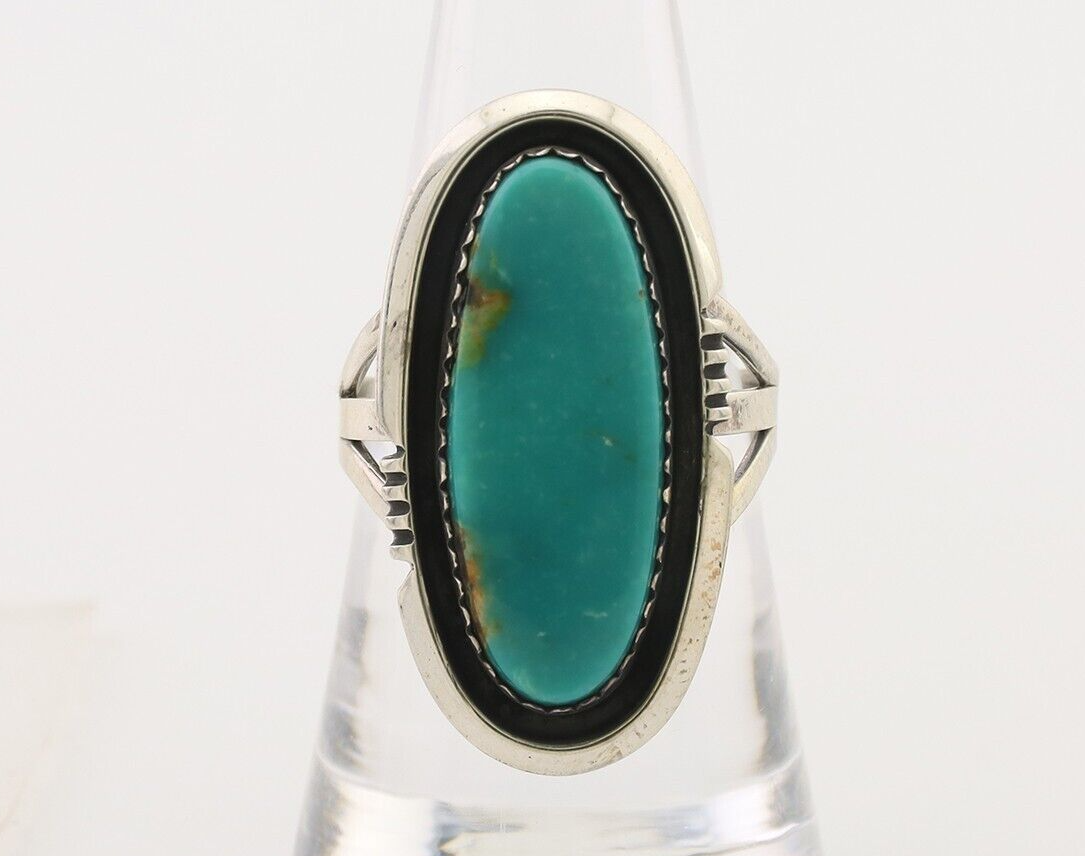 Navajo Ring 925 Silver Natural Blue Turquoise Native American Artist C.80's