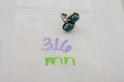Navajo Ring 925 Silver Natural Blue Turquoise Native American Artist C.80's