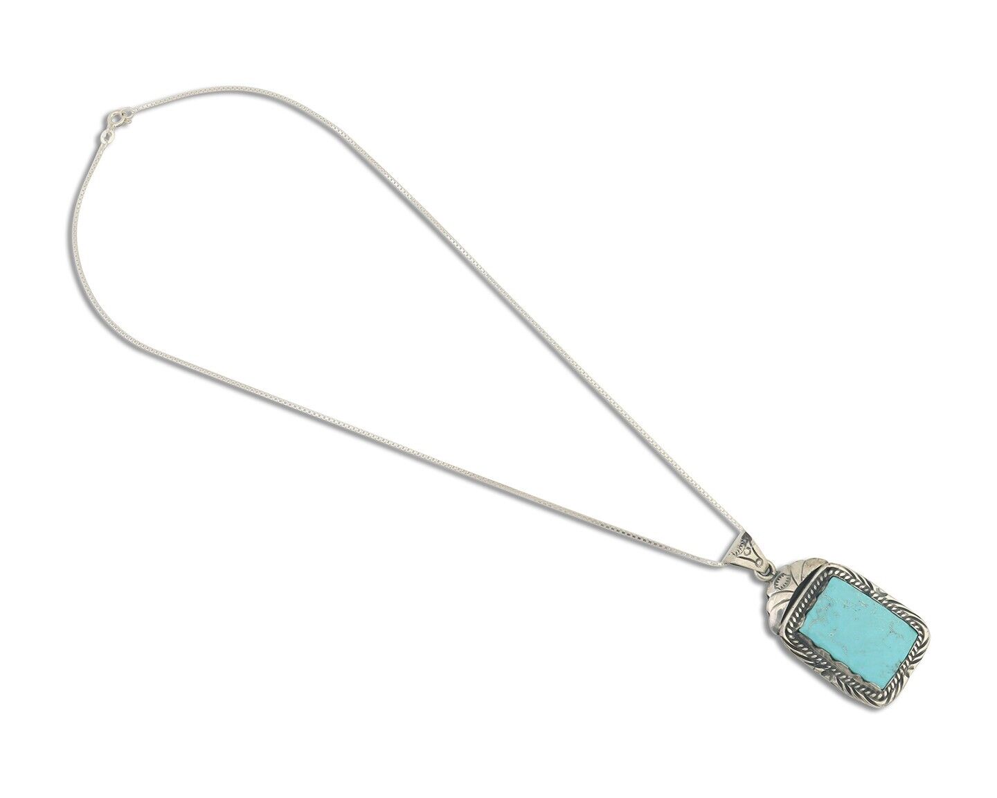 Navajo Necklace 925 Silver Turquoise Native Artist Signed Sunset C.80's