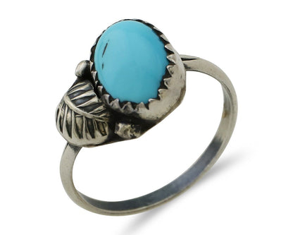 Navajo Ring 925 Silver Sleeping Beauty Turquoise Native American Artist C.80's