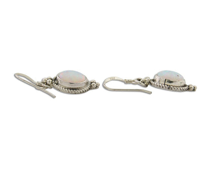 Navajo Dangle Earrings 925 Silver Natural Opal Native Artist C.80's