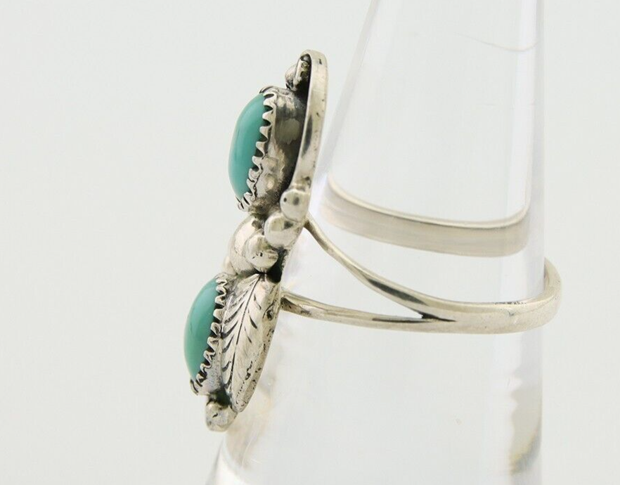 Navajo Ring 925 Silver Natural Slab Turquoise Artist Signed WR C.80's