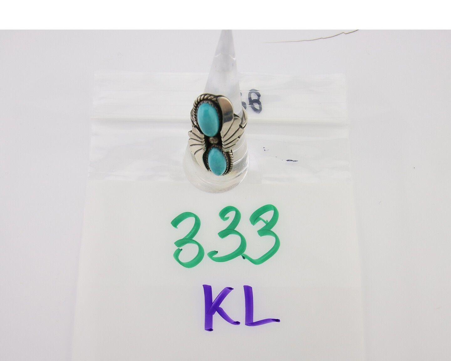Navajo Ring 925 Silver Natural Blue Turquoise Artist Signed J TSO C.80's