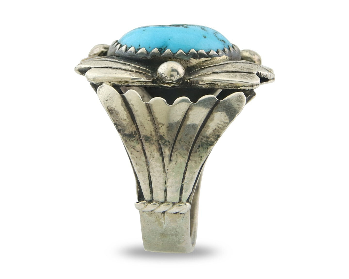 Navajo Ring Sterling Silver Authentic Turquoise Handmade Size 6.75