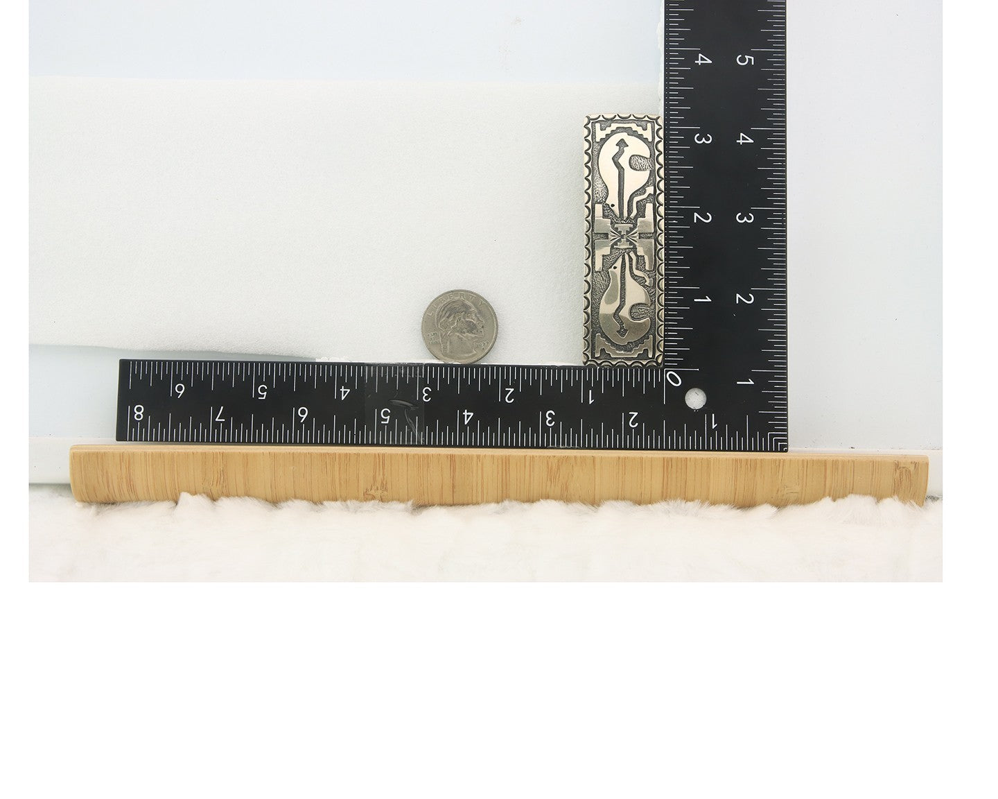 Vintage Navajo Barrette 925 Sterling Silver Hand Stamped Signed Dean Brown