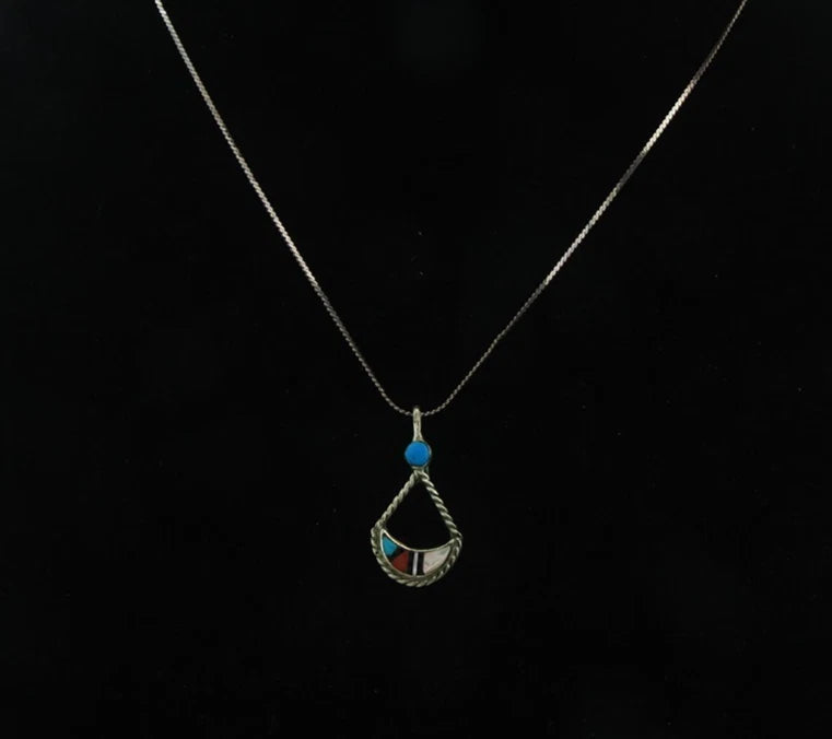 Navajo Necklace Sterling Silver Natural Blue Turquoise Vintage