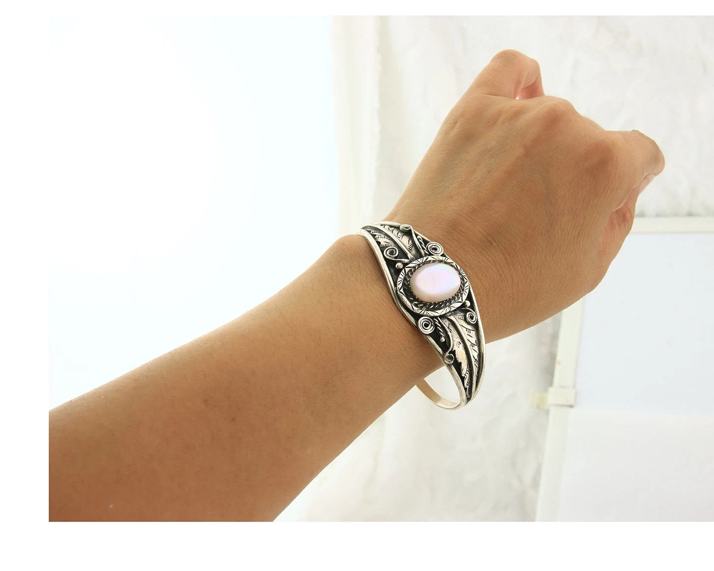 Navajo Cuff Bracelet Sterling Silver Authentic Pink Muscle Native Artist