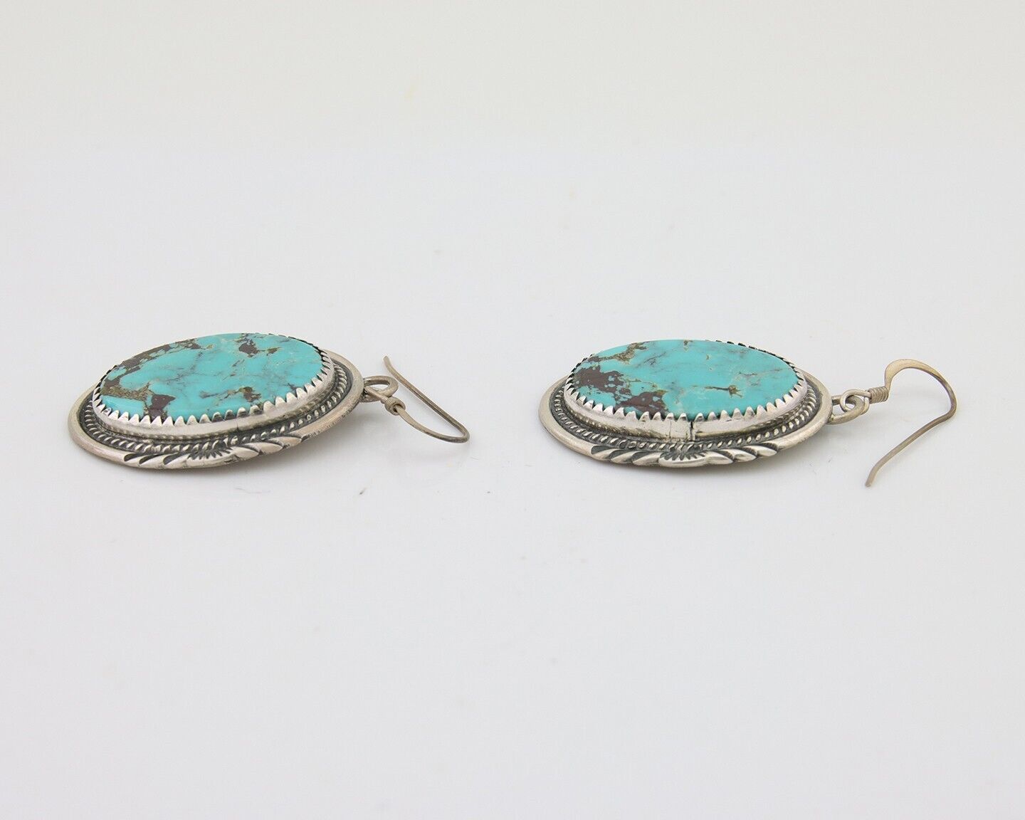 Navajo Dangle Earrings 925 Silver Natural Turquoise Artist Signed Mike Begay C80