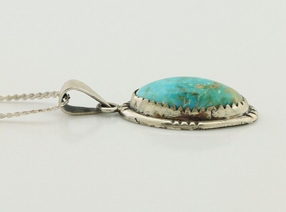 Navajo Necklace 925 Silver Kingman Turquoise Native American Artist C.90s