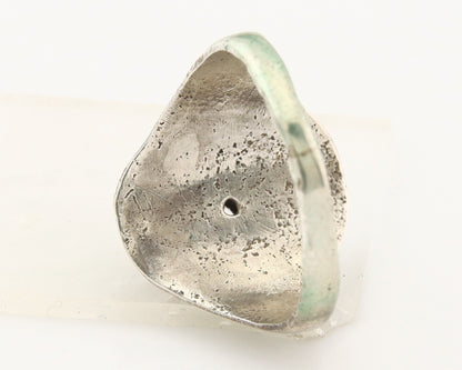 Navajo Ring 925 Sterling Turquoise & Coral Native Artist C.80's Size 9.25