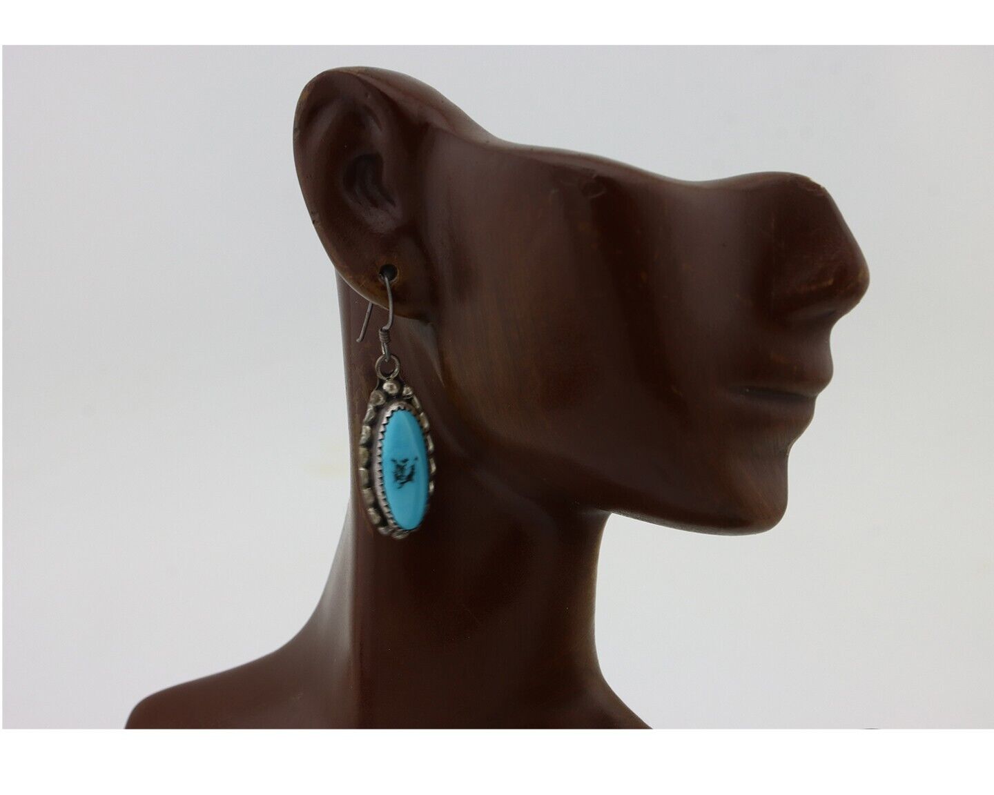 Navajo Handmade Earrings 925 Silver Blue Turquoise Artist Signed SC C.80's