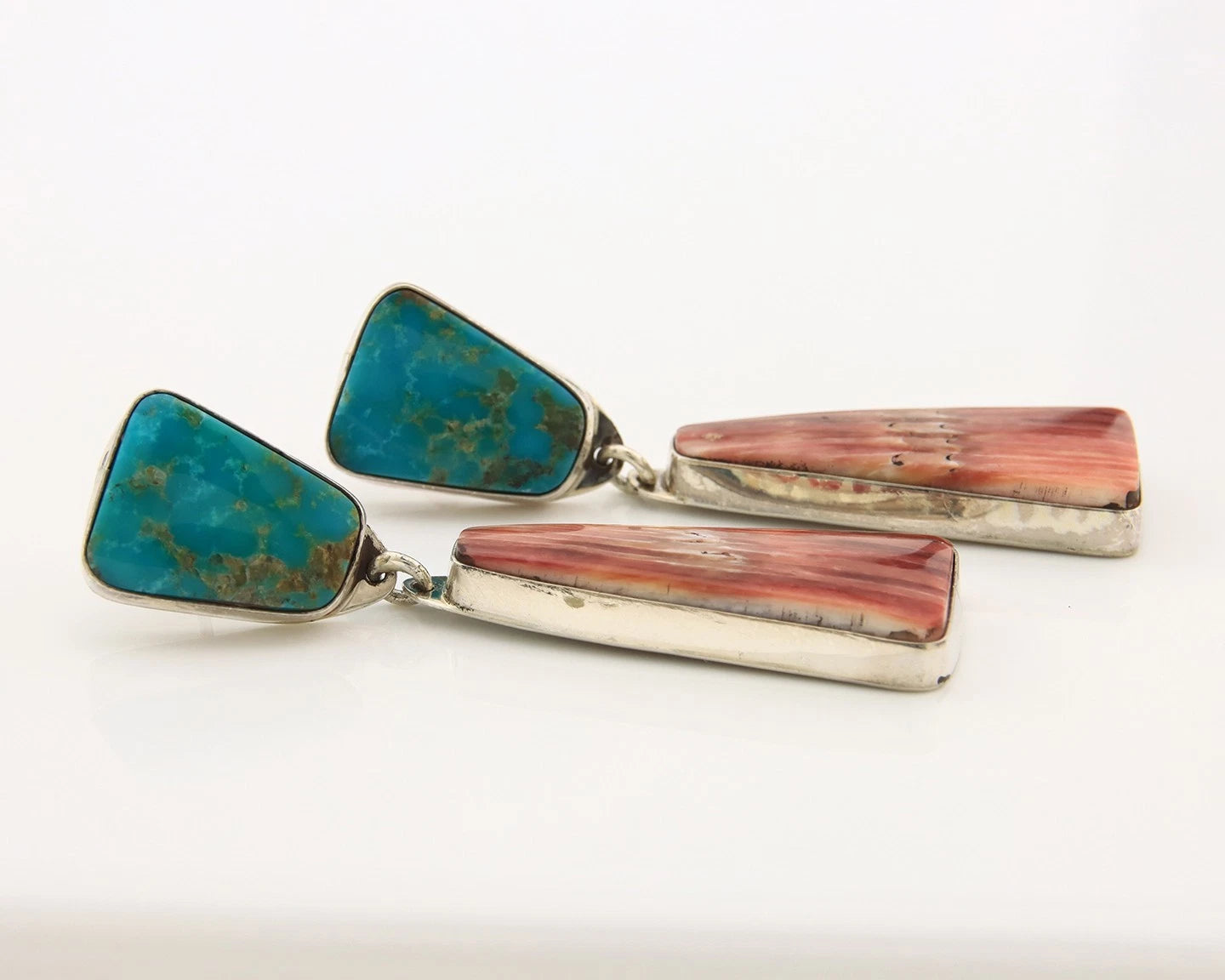 Navajo Dangle Earrings Sterling Silver Natural Gemstone Vintage Handmade