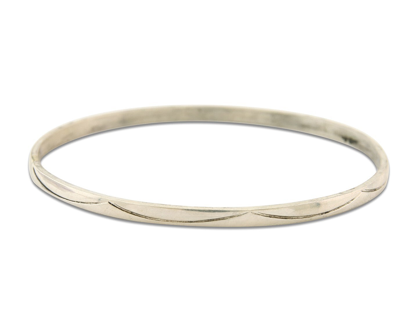 Navajo Bangle Bracelet 925 Silver Hand Stamped Twist Native American Artist C80s